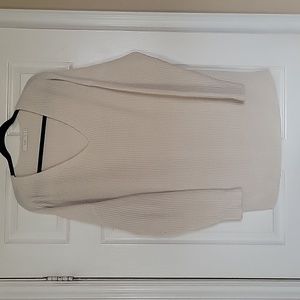 Beige V-neck oversized sweater